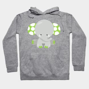 Cute Elephant, Little Elephant - Green Gray Hoodie